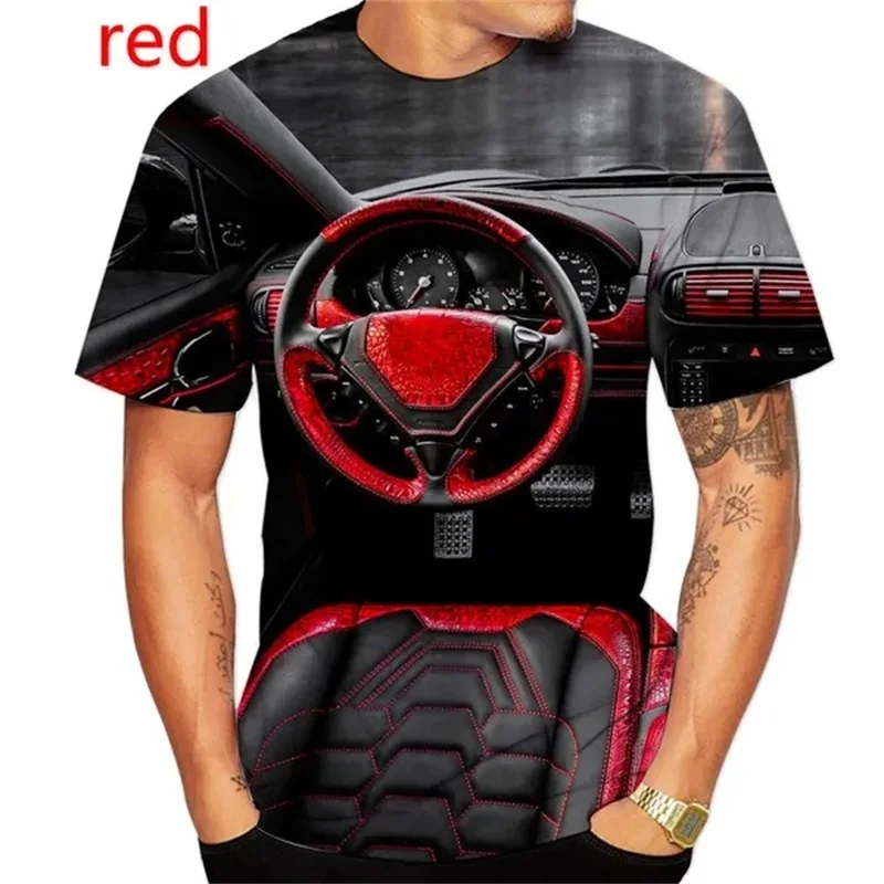 

3D Printed Car Graphic Abstract Design T Shirt For Men Plus Size Short Sleeve Tee Tops Full Print Mens Streetwear T Shirt