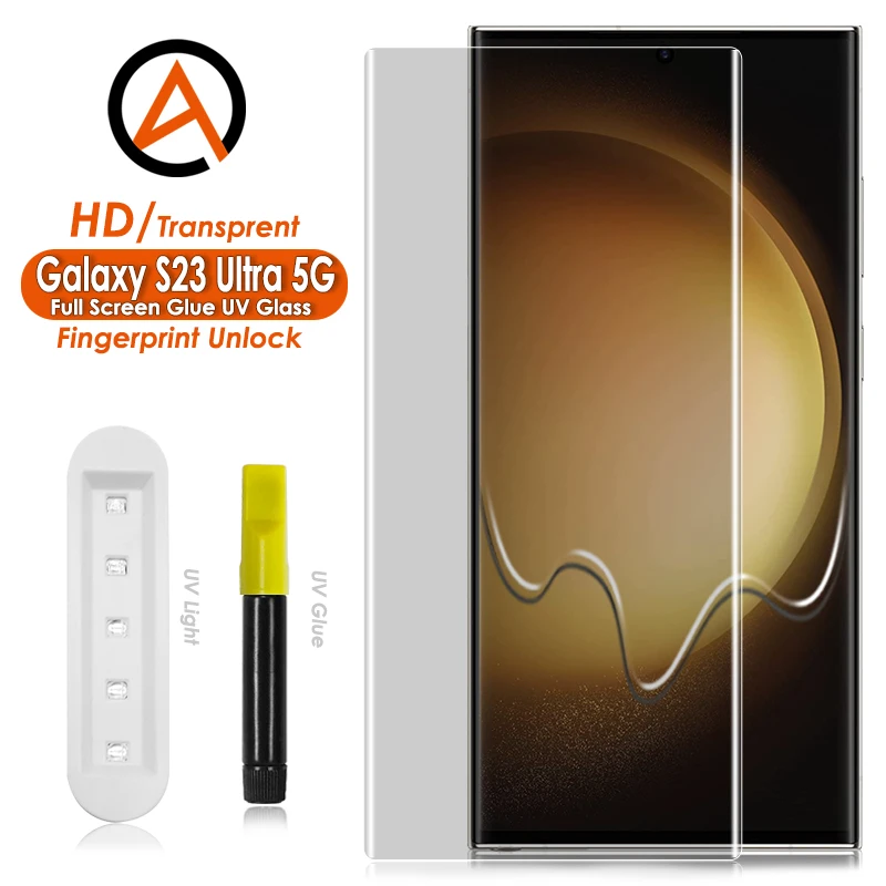 

Akcoo Galaxy S23 Ultra Screen Protector UV Full Screen Glue Tempered Glass Film for Samsung Galaxy S23 Ultra 5G