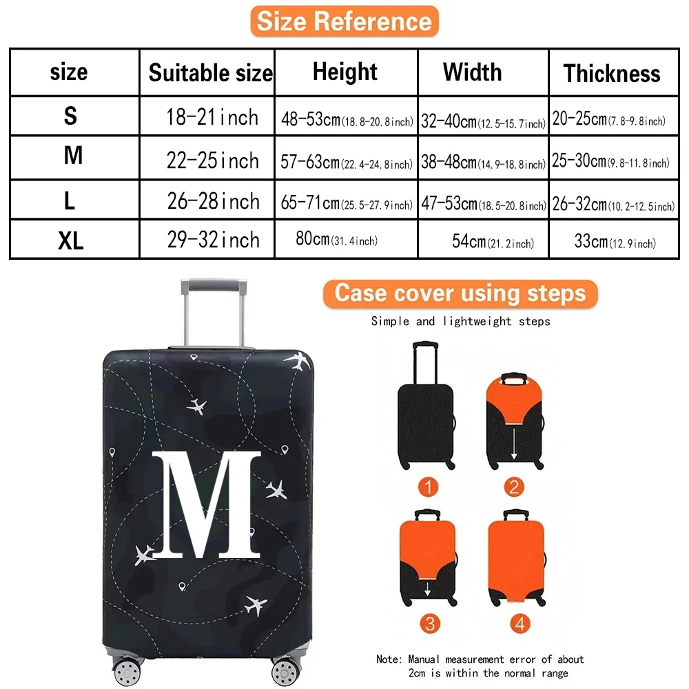 Luggage Compartment Protective Cover White Letter Series Black Wear Resistant Fabric Dust Cover for18-32 Inch Travel Case Covers