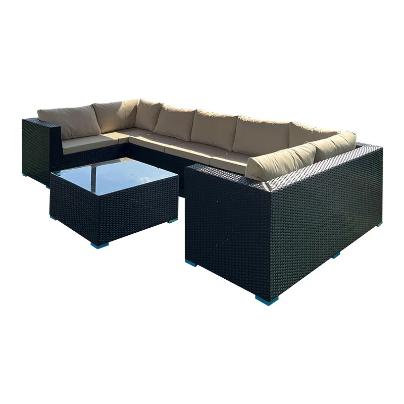 Outdoor rattan sofa courtyard bed and breakfast rooftop U-shaped sofa beach seaside villa garden rattan chair outdoor furniture