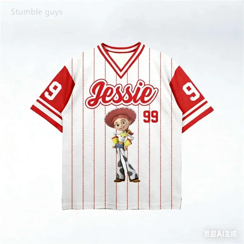 Camiseta de verano con dibujos animados para niñas, camiseta con estampado de Toy Story Jessie, manga corta, tela suave, camisetas informales bonitas a la moda para niños