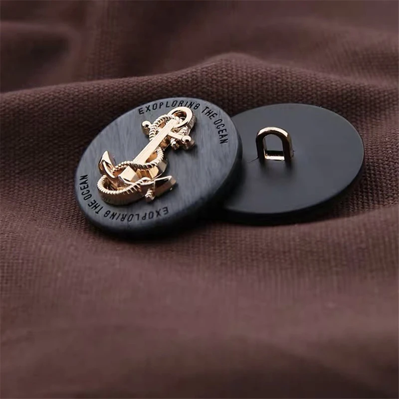 10pcs 20/25mm Anchor Design Resin Buttons Fashion DIY Clothing Accessories Black Buttons Vintage Anchor Pattern Clothing Buttons