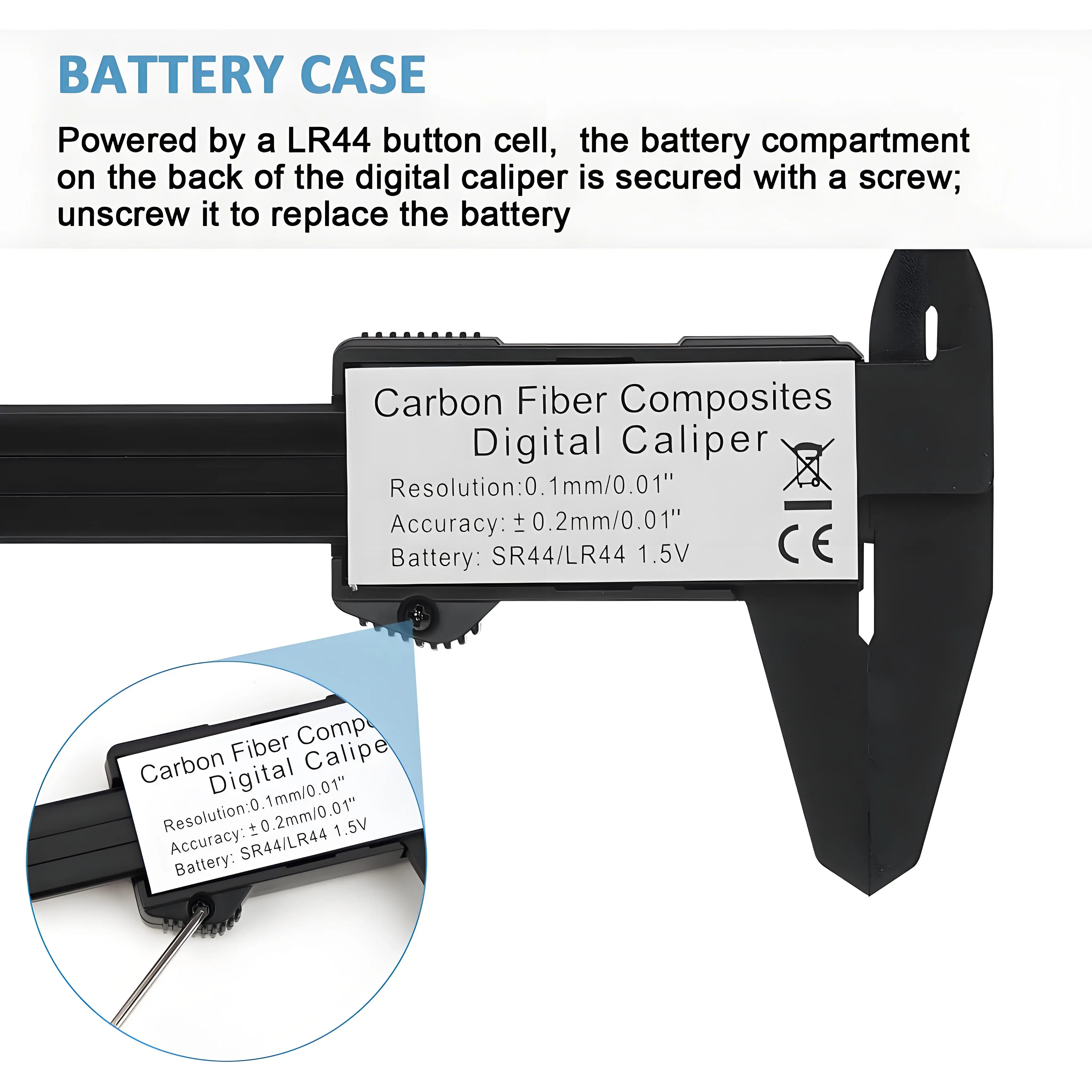 فرجار رقمي 0-6 بوصة مع شاشة LCD | إيقاف تلقائي وبوصة/تحويل متري | أداة قياس دقيقة للاستخدام بنفسك والمهنية #2