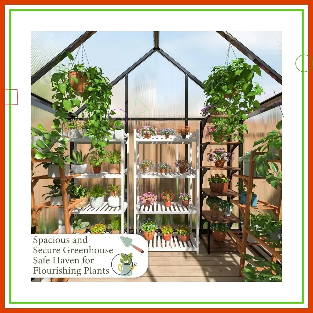 دفيئة خارجية مقاس 4 × 6 أقدام مع فتحة سقف، هيكل بولي كربونات سريع الإعداد للفناء الخلفي للحديقة، أسود