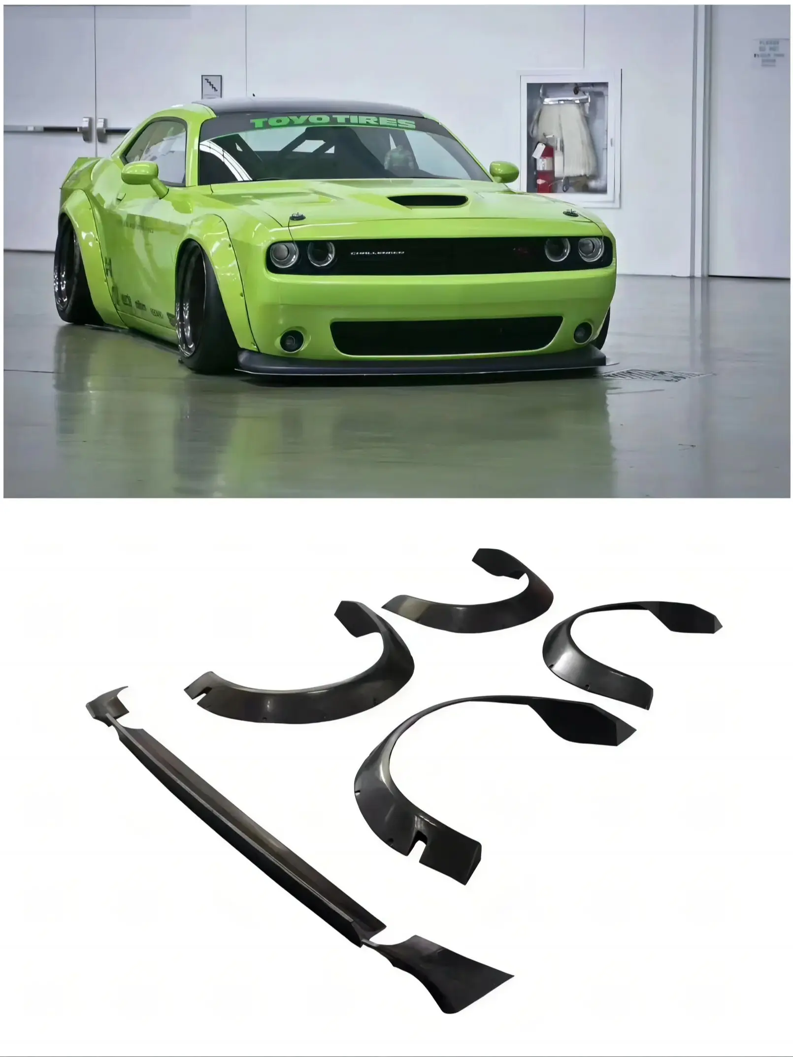 High Quality Carbon Fiber PD Style Wide Body Kit for Dodge Challenger FRP Front Fenders Wheel Brow Flares Rear Fenders Wide Body