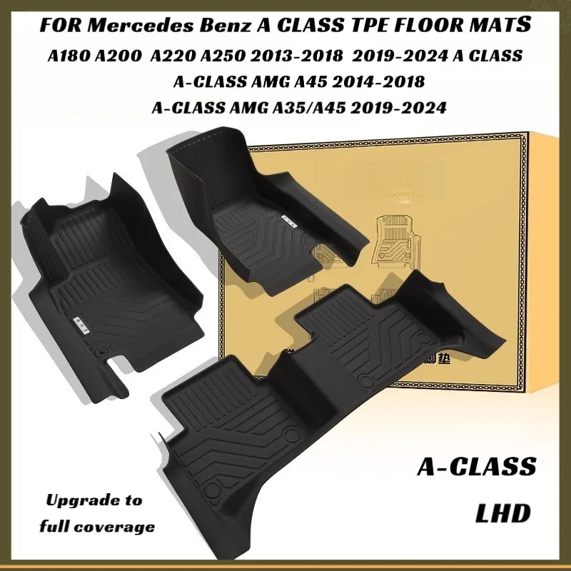 TPE Floor Mats For Mercedes Benz A-CLASS A180 A200 A220 A250 AMG A35 A45 2013-2024 LHD ICEV Full Coverage Waterproo Accessories