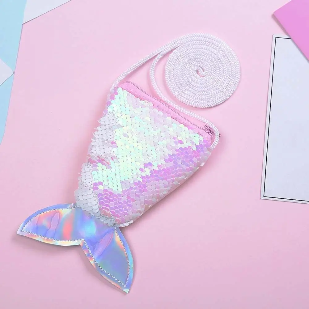 

Money Pouch Mermaid Tail Sequin Coin Purse Sundries Bag Fish Tail Girls Sequin Crossbody Bag Storage Bag Accessories