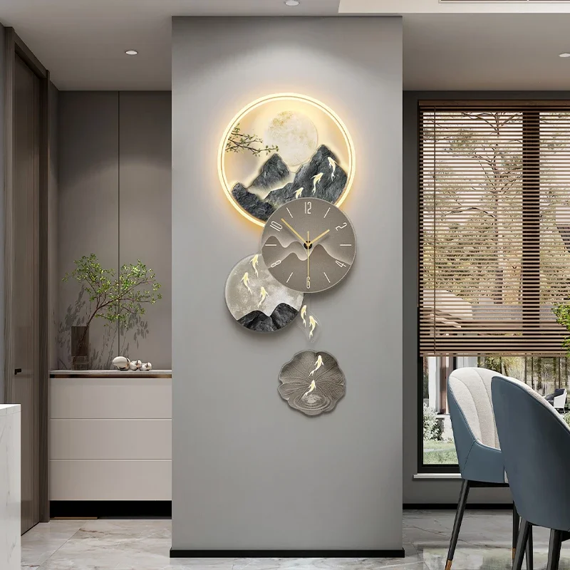 

Led Art Mural Clock Wall Chinese Style Luminous Modern Luxury Mechanism Xenomorph Wall Watch Design Saat Ornaments Home Decor