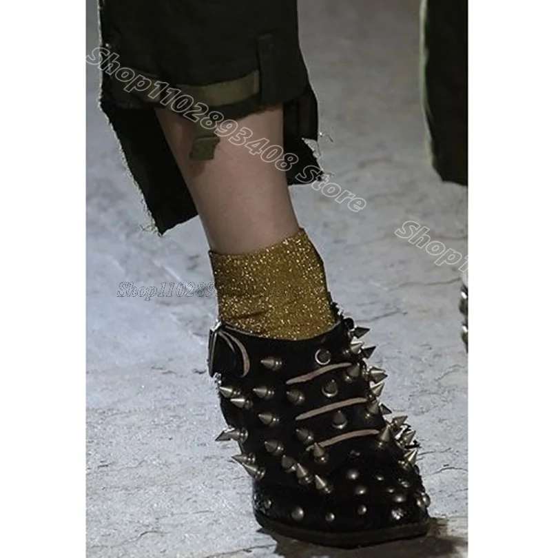 Escarpins à rivets noirs avec boucle à la cheville, bout pointu, talons bas, Style britannique, nouvelle mode printemps, robe décontractée, Zapatos Para Mujere