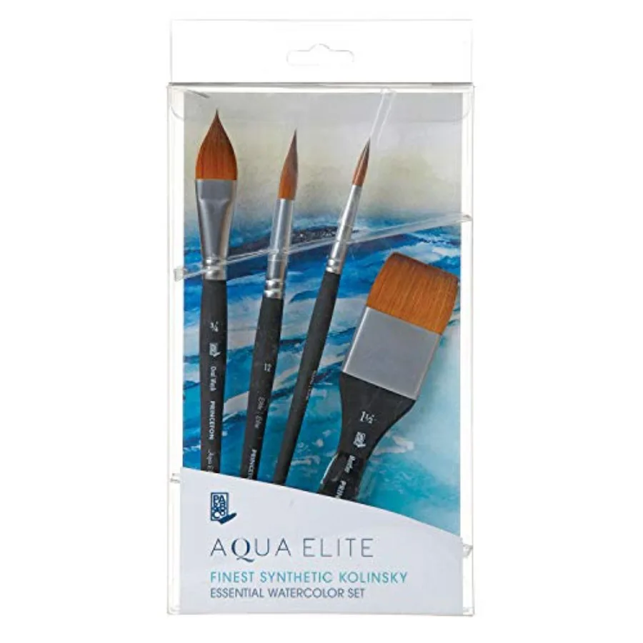 

Aqua Elite Watercolor Brush Box Set Synthetic 4 Piece 1 Count