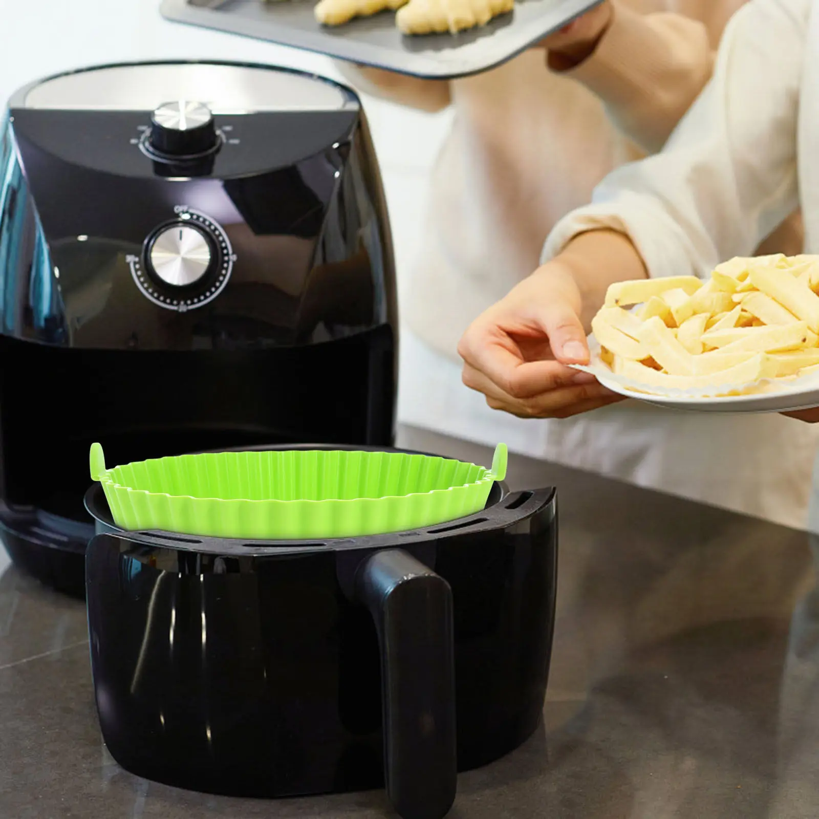 

Набор из 4 многоразовых силиконовых антипригарных термостойких форм для выпечки для круглых аэрофритюрниц, духовок, микроволновых печей, плит и грилей