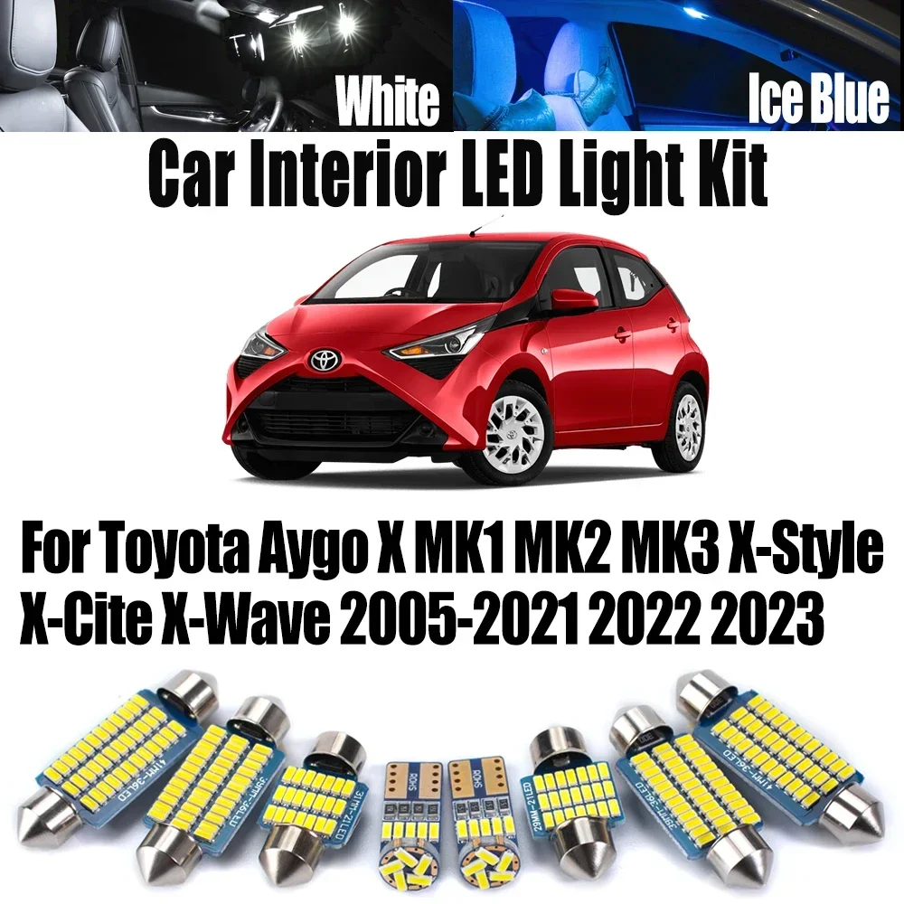 LED Interior Reading Map Dome Light Kit For Toyota Aygo X MK1 MK2 MK3 X-Style X-Cite X-Wave 2005- 2020 2021 2022 2023 Car Bulbs