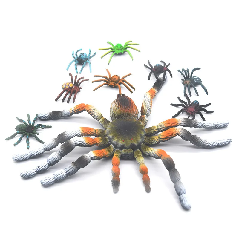 Simulatie Spider Giant Fake Spider Model Plastic Dier Tarantula Figuren Levensechte Halloween Prank Props Feestartikelen 9 stk/set