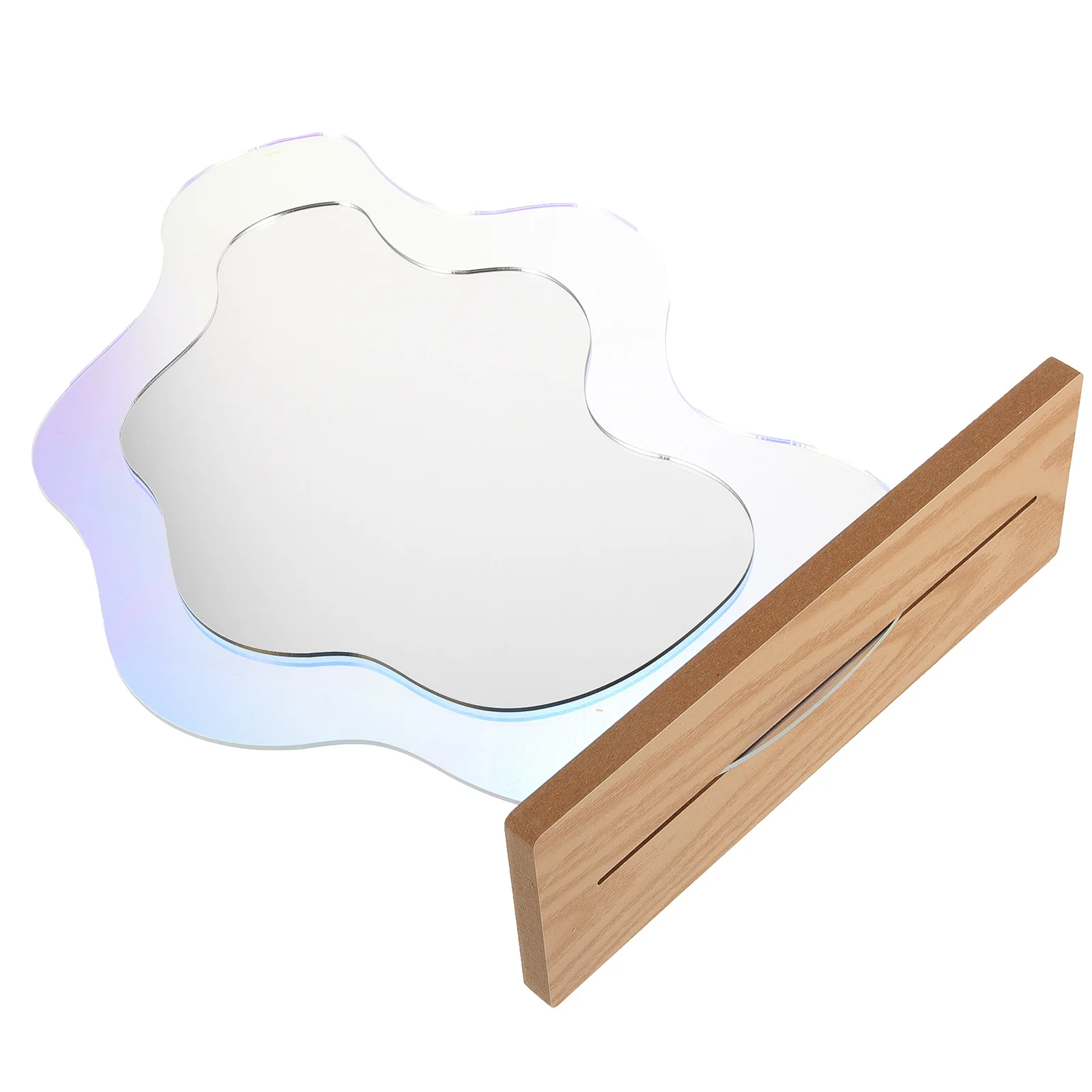 Miroir de bureau décoratif sans cadre irrégulier, miroir de maquillage avec Base pour chambre à coucher, décor de bureau esthétique