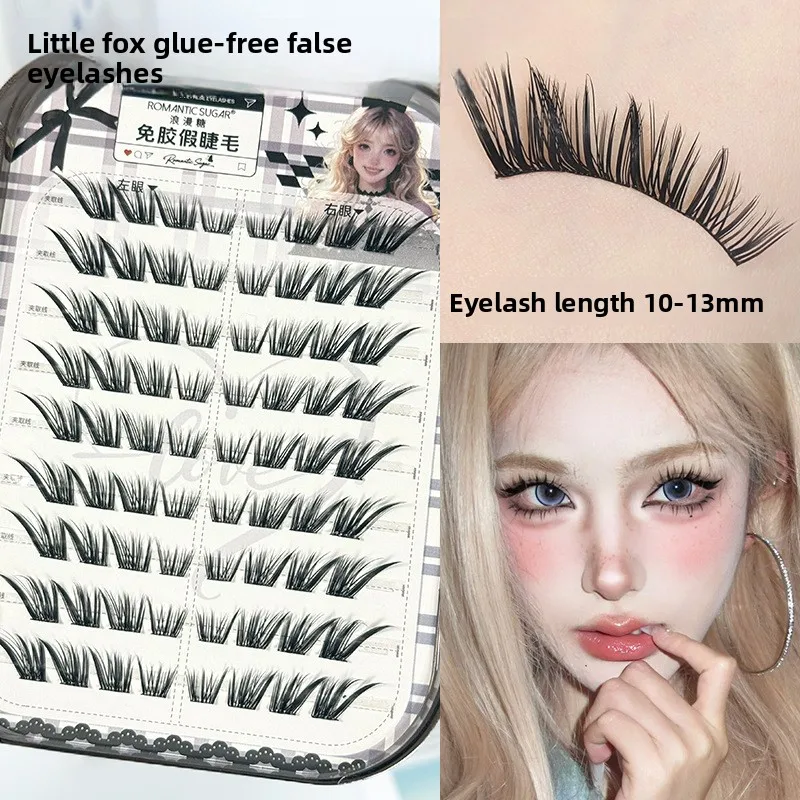 Klebefreie & Aufklebbare Fox-Eye-Wimpern, Natürliche, Wispy, Geschwungene Wimpern ohne Klebstoff, Flügelwimpern für Ober- und Unterwimpern, Künstliche Wimpern – Detail 9