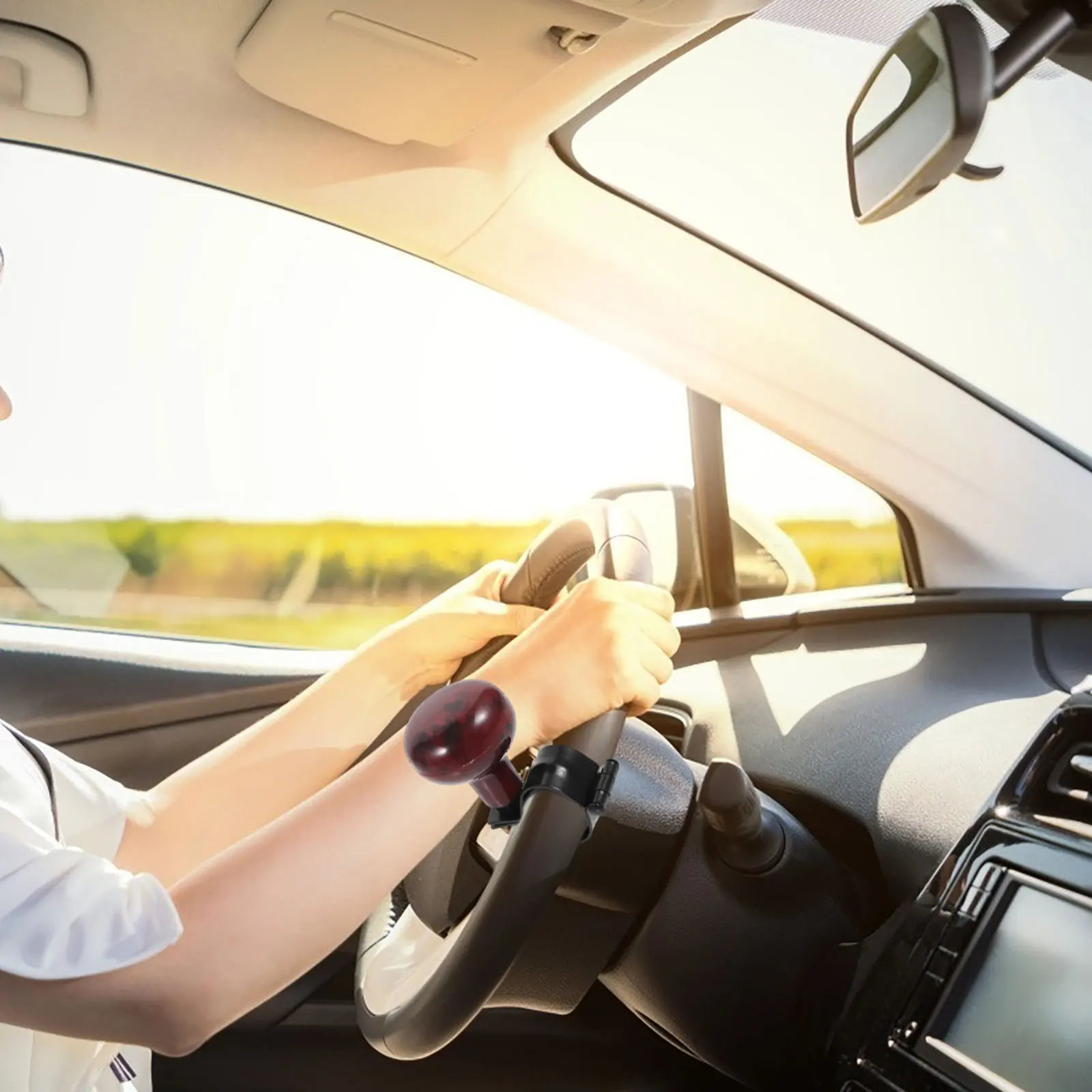 

Steering Wheel Assist Ball Knob Power Driving Handle Control for Truck ABS Durable Metal Steering Wheel