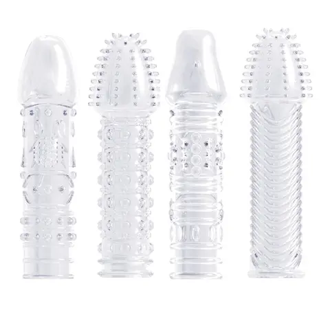 4type Ribbed Textured Peniss Sleeves Lasting Condom Extender Enlargement Vibratorr Sheath Delay Cock ring Condomss sexx Toys for man
