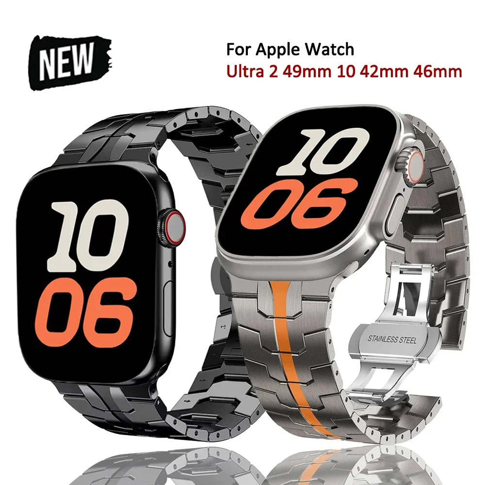 

Men Stainless Steel Strap For Apple watch 10 42 46mm Ultra 2 49mm Band For iWatch 9 8 7 6 5 SE 40mm 44 41mm 45mm Luxury Bracelet