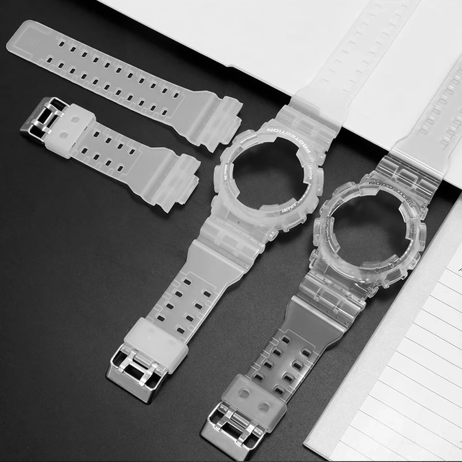 Watch Bezel Accessories Transparent Watch Strap Case For GSHOCK Resin GD 120 GA 100 GA 110 GA 100C Men Silicone Watchband