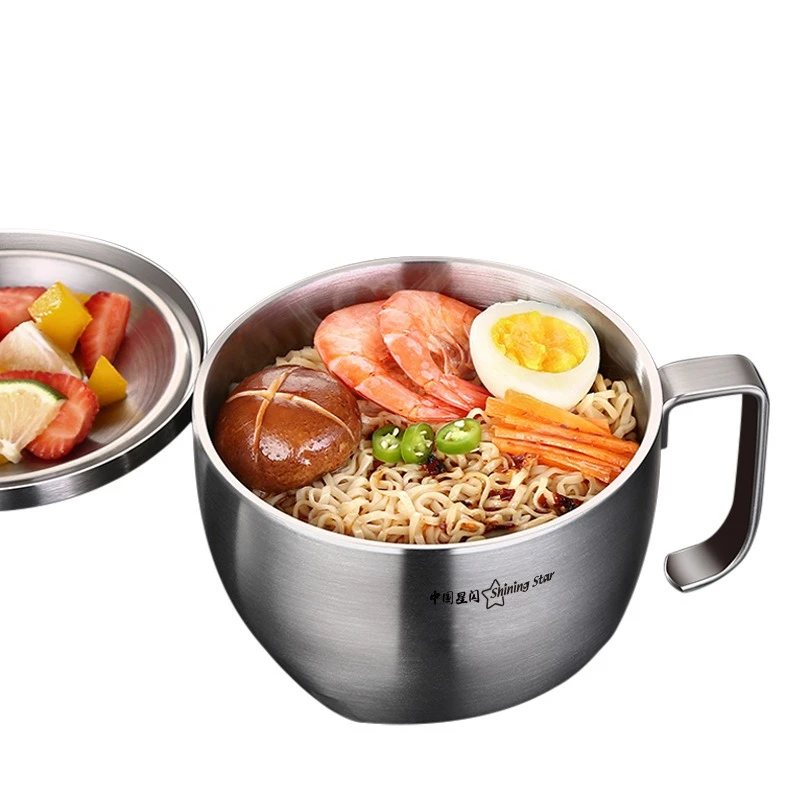 LFGB Certificate 304 Stainless Steel Bowl 1000ml Heat Insulation Food Container Dish Plate Warm Keeping Bowl 3 in 1 Tableware