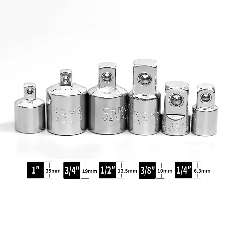 1pc Socket Adapter Ratchet-Wrench Adapter 1/2-3/8 3/8-1/2 1/2-1/4 1/4-1/2 Chrome Vanadium Steel Drive-Socket Converter