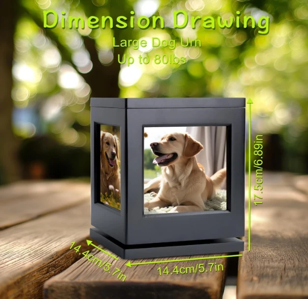 360 Degree Rotational Wooden Pet Urn Coffin Personalized Memory Box Keepsake for Dogs Cats Premium Quality Pet Casket Urn