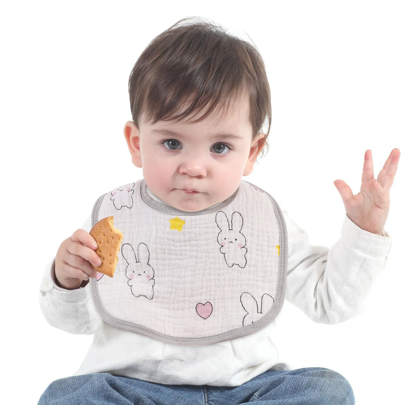 

3Pcs Cotton Baby Bibs Toddler Saliva Towel Newborn Weaning Dribble Drool Teething Infants Adjustable Child Accessories