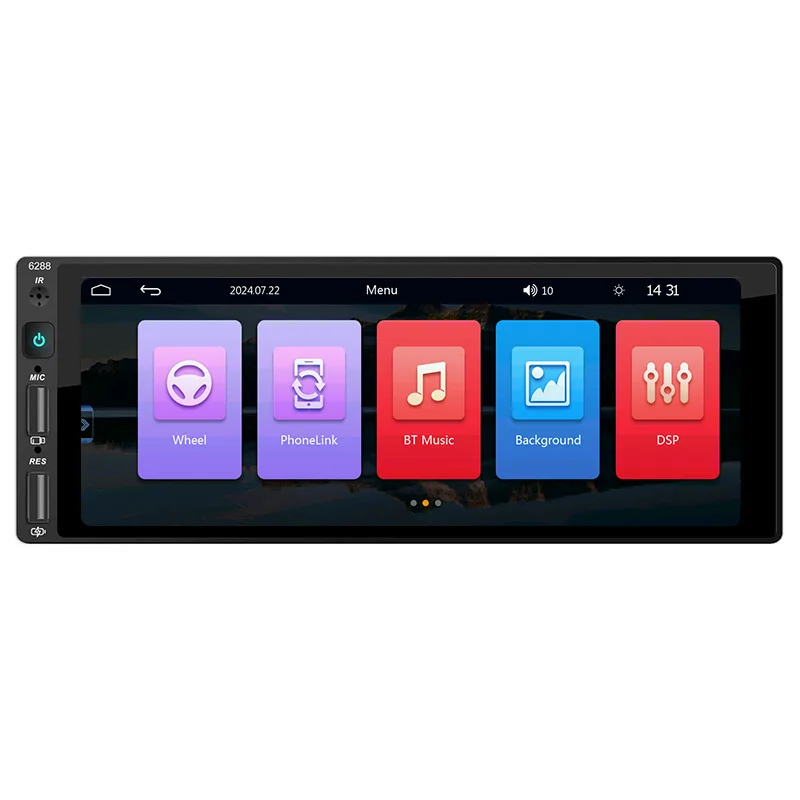 Single Din 6.9 Inch Car MP5 Player Support Car Radio Stereo HD Touchscreen Bluetooth FM USB Aux Backup Camera Input Audio