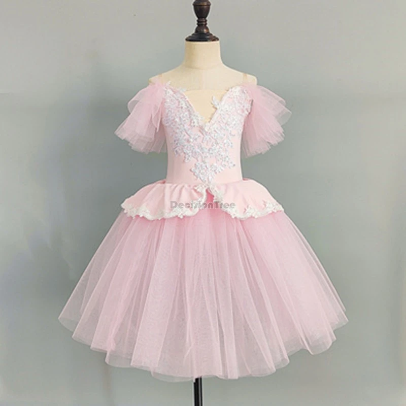 2026年新作子供用バレエガーゼスカート、キッズステージフェスティバルパフォーマンスコスチューム、女の子用春用レース通気性バレエダンスドレス