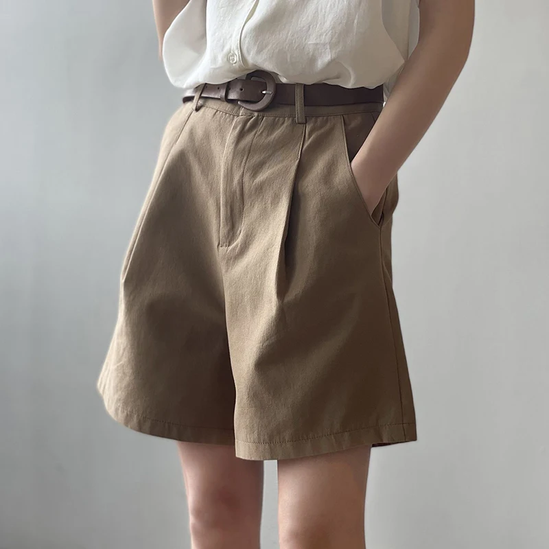 Summer Lady Korean Classic High Waist Short Joggers Women Loose Fit Short Cargo Pants Girls Leisure Fashion Thin Shorts
