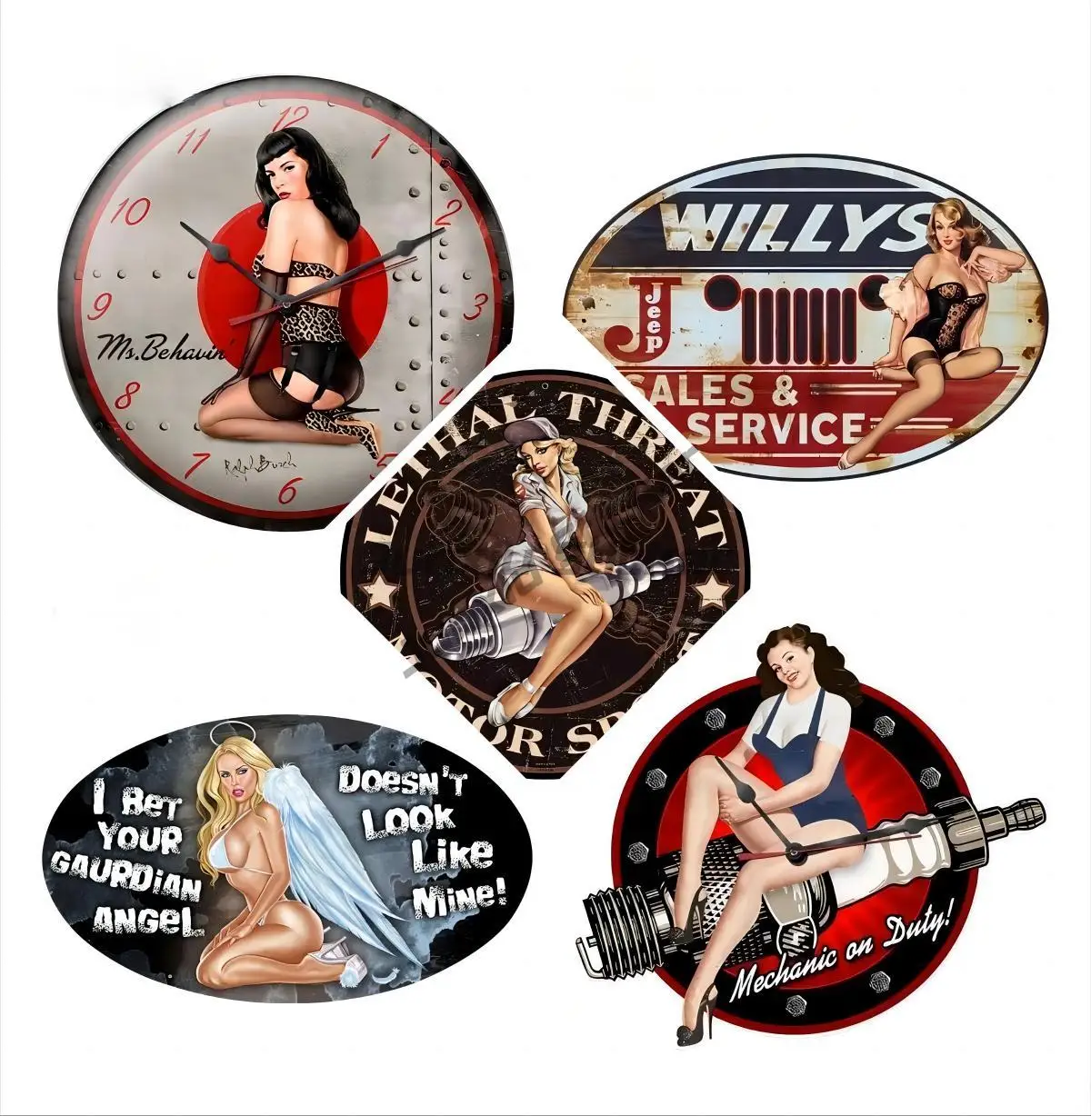 

New Retro Spark Plug Girl Car Sticker Windshield Bumper Motorcycle Helmet Decal High Quality Cover Scratches