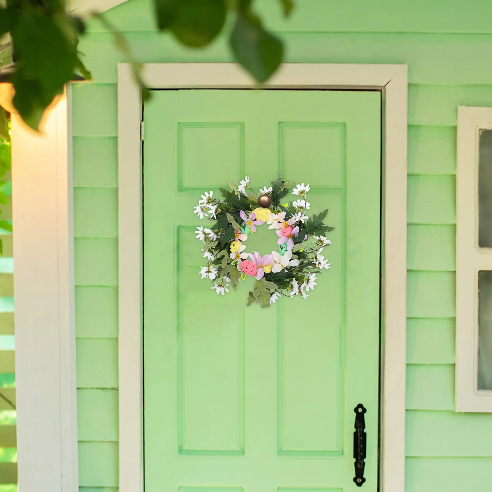 

1pcs Artificial Easter Egg Wreath Colorful Spring Front Door Decor For Home Holiday Party Outdoor Use Easter Wreath With Pastel