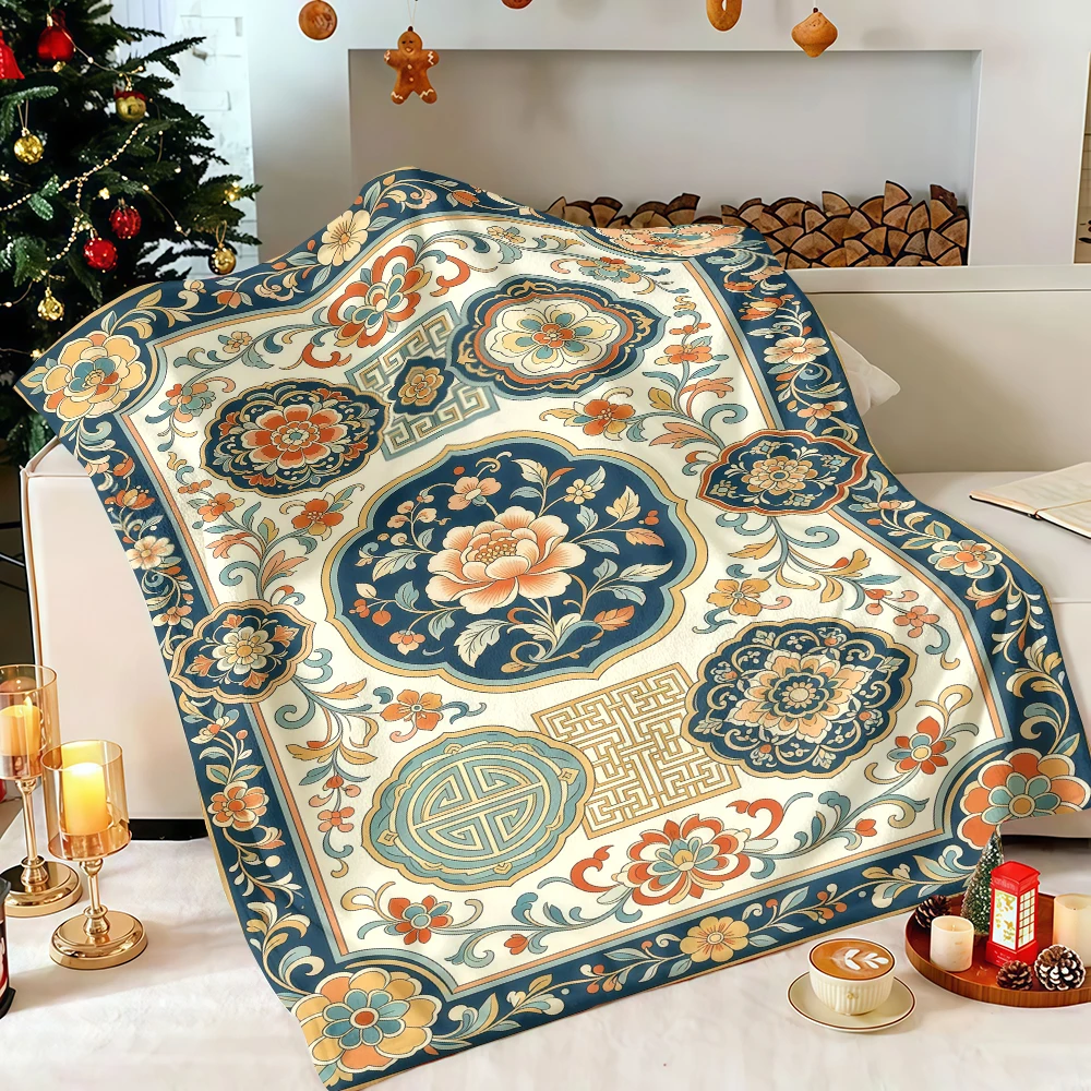 Yellow Pink Center Floral Christmas Incredibly Soft Breathable Travel Blanket Great for Black Friday Cyber Monday Holiday Deals