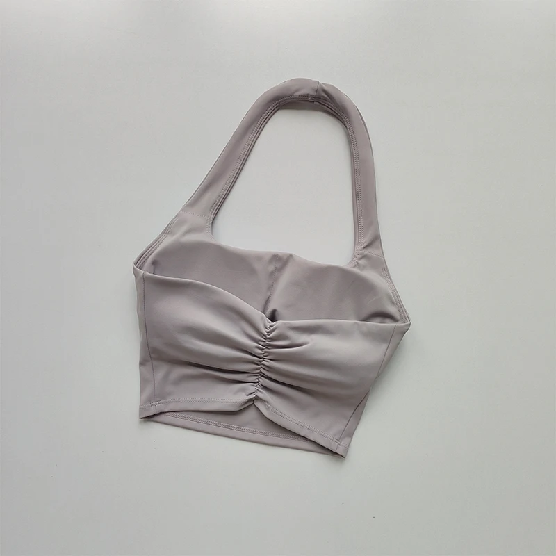 Sommer Neu Sexy Neckholder mit Brustpolstern, Sport-BH mit schönem Rücken, Damen Leichter Luxus-Mode, Einzigartiger Plissierter Sport-BH – Detail 10