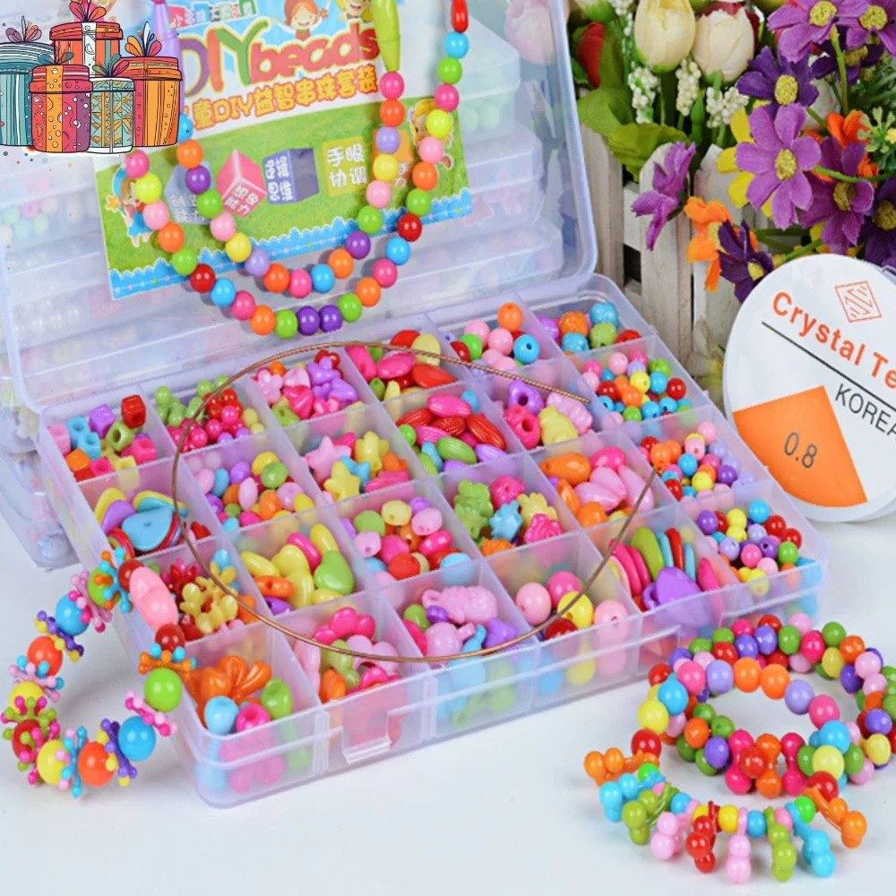 DIY Handmade Beaded Toy with Accessory Set Children Creative Girl Weaving Bracelet Jewelry Making Toys Educational Children Gift