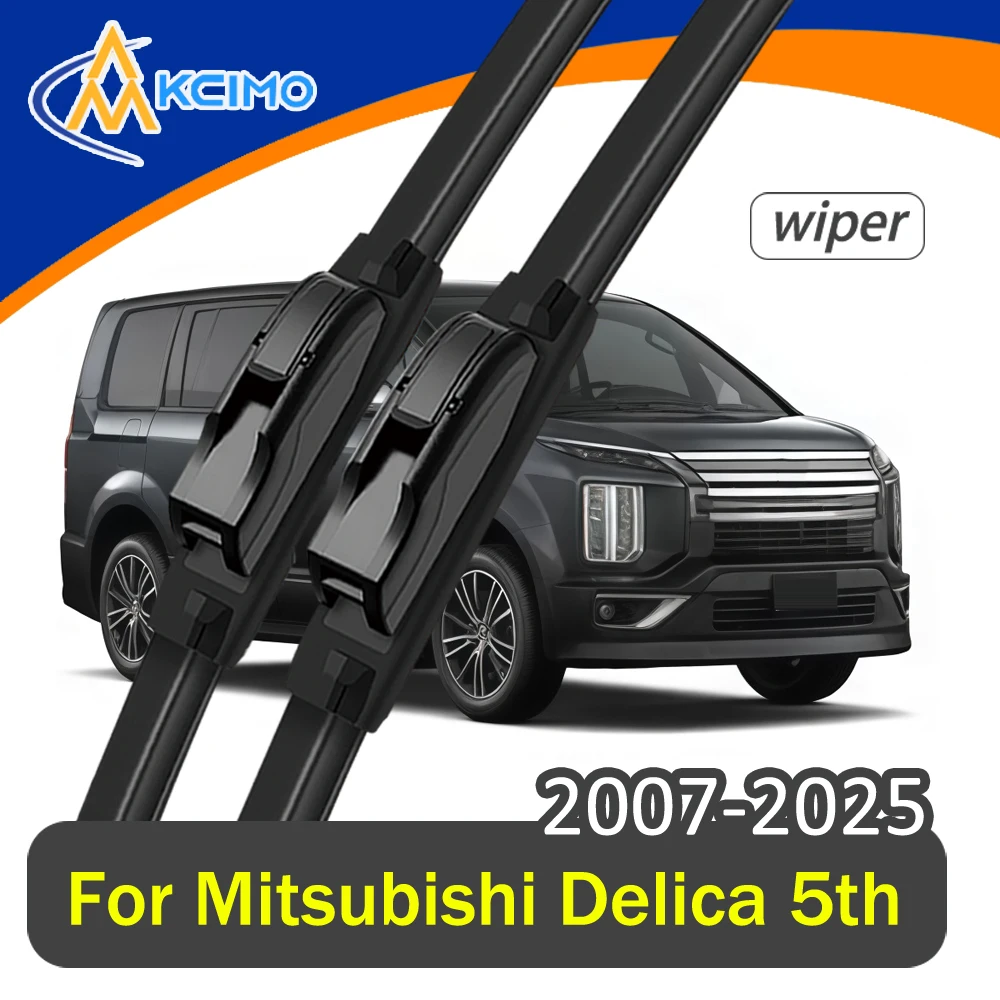 

Front Windshield Wiper Blades Pair For Mitsubishi Delica 5th D:5 2007-2025 All-Season Rubber Quiet Streak-Free Easy Hook Install