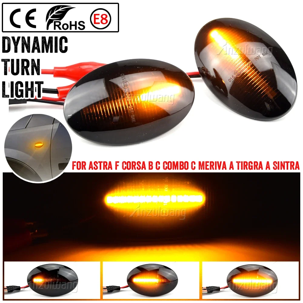 For Opel Sintra Vita Combo B C Tigra A Astra F Meriva A Corsa C B LED Dynamic Side Marker Light Arrow Turn Signal Blinker Lamps