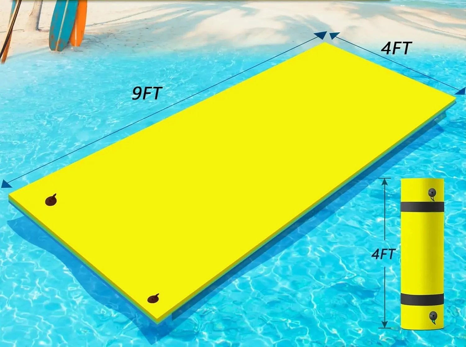 

Lily Pad Floating Mat Floating Water Mat - 9 x 4 Ft Floating Mat for Lake, 3-Layer Tear-Resistant XPE Foam with a 16.4' Elastic