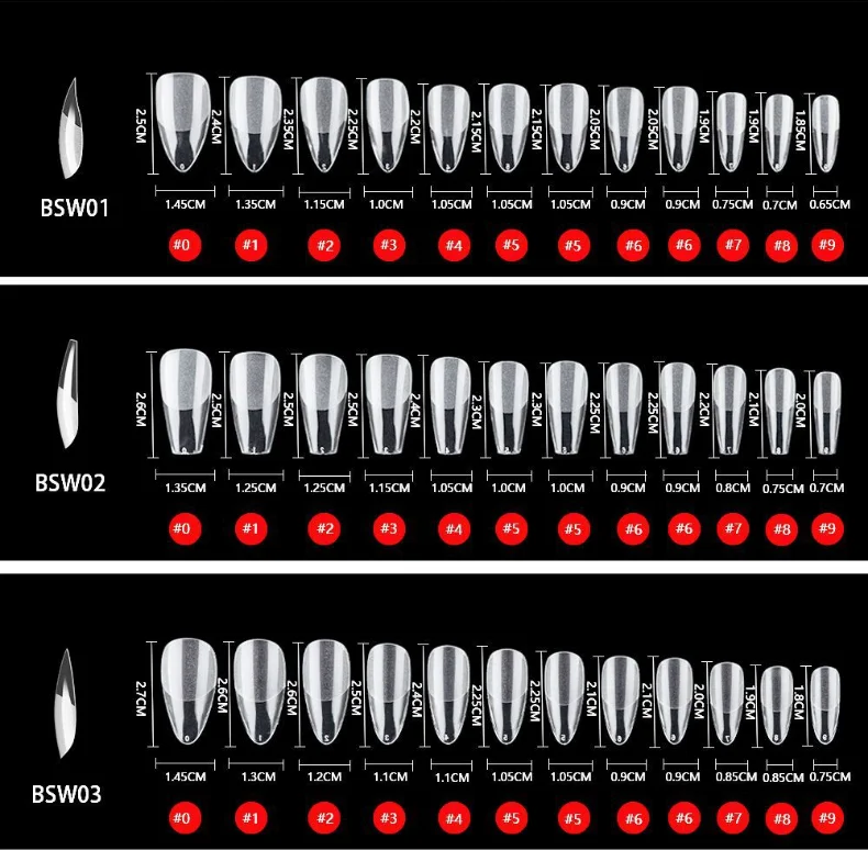 120pcs/box Nail Tips Medium Short Shape Almond/Square/Soft Gel Nail Tips False Nails Soak Off Easy Nail Extensions