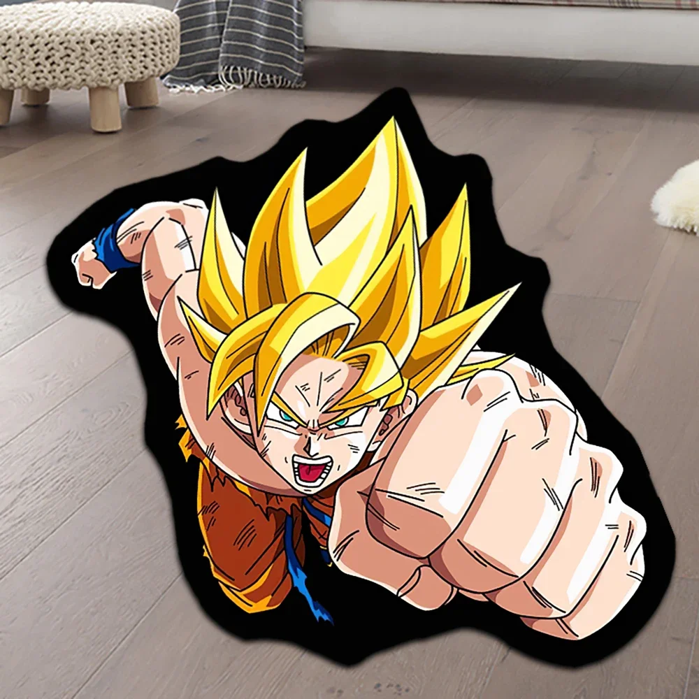 Alfombras de área Irregular Anime Dragon Ball Blue Goku, alfombra personalizada con ilusiones ópticas, alfombra impresa para decoración del hogar