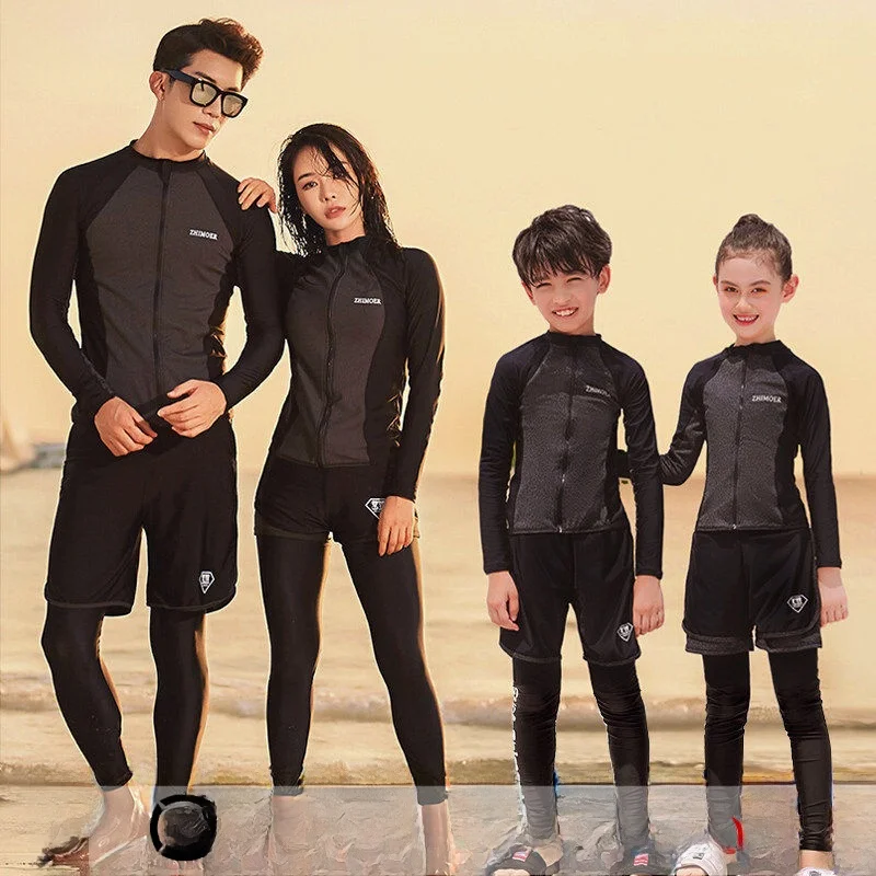 

Parent-Child Diving Suits Long Sve Separate Swimwear Qui Dry Snorkeling Clothes for Couples And Kids Nylon Material