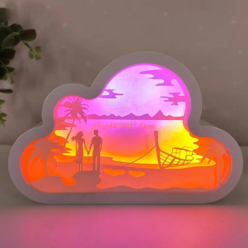 K1AA ​​облачная бумага гравировка светодиодная ночная свет Dektop Baby Kid Decor