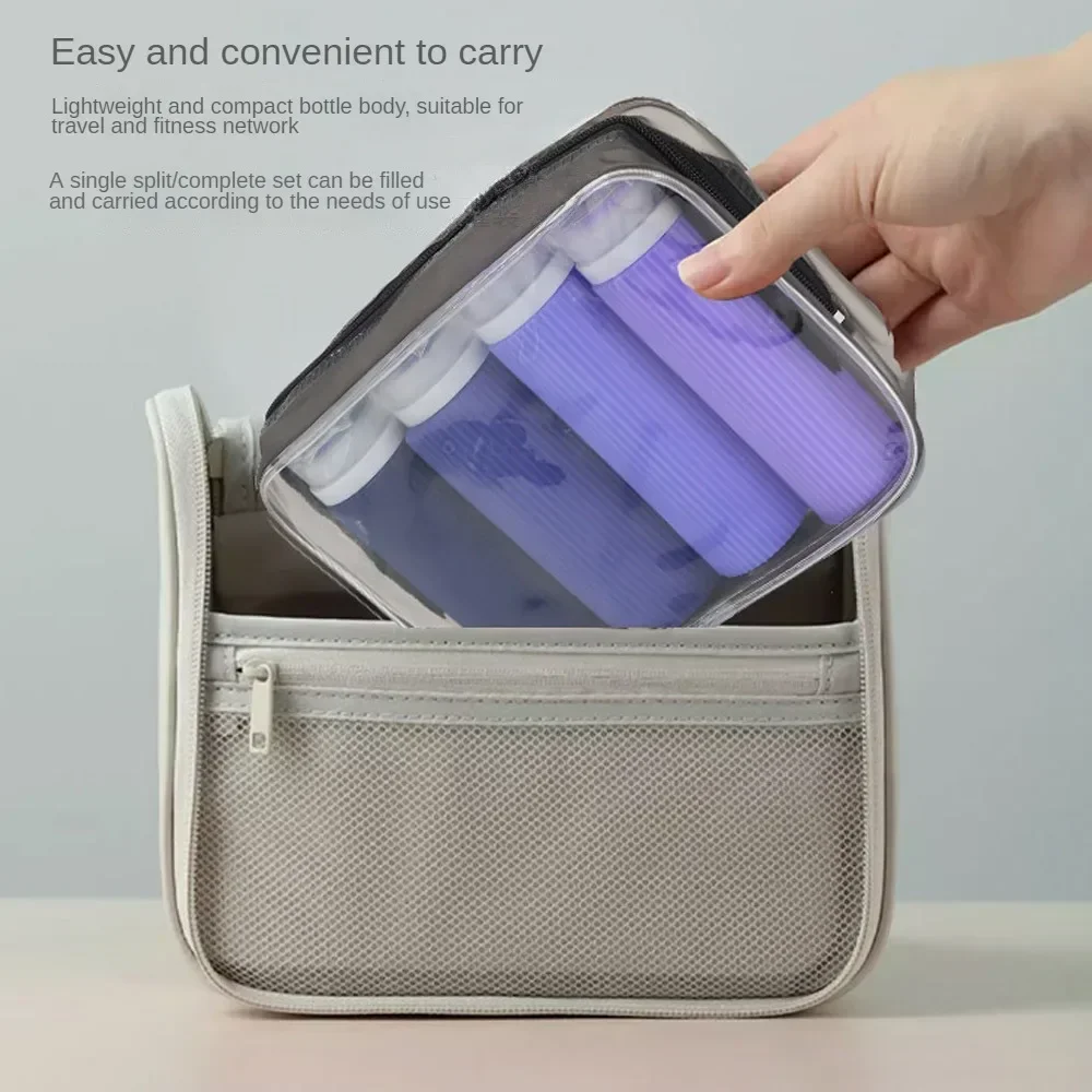 휴대용 BPA 프리 누수 방지 압축형 사이즈 용기 여행 필수품 세트 4개 100ML 실리콘 여행 병 액세서리