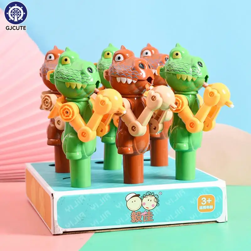 1pcs Creative Lollipop Robot Holder Novelty Dinosaur Shape Kids Toy Gift For Children Lollipop Candy Storage Green Yellow Random