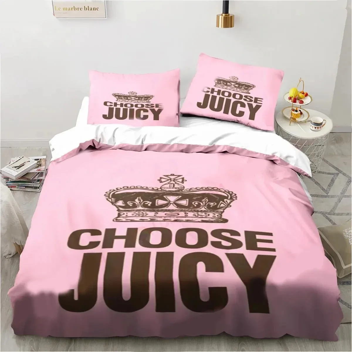 3D Printing Juicy Couture Crown Bedding Set Duvet Cover Bed Set Quilt Cover Pillowcase Comforter king Queen Size Boys Adult