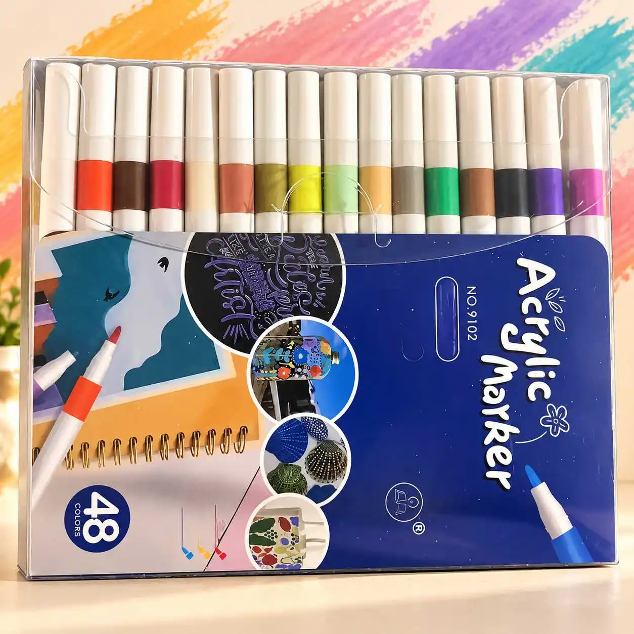 48pcs Acrylic Paint Marker Pens for Rocks Glass and Crafts