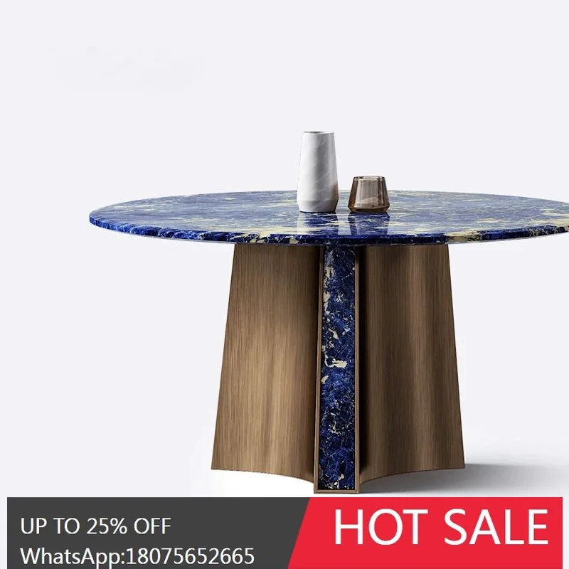 SGF Round Dining Table Large Flat Villa Dining Room Light Luxury Marble Dining Table