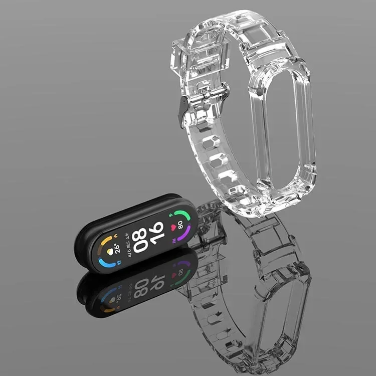 Funda de TPU de una pieza para Xiaomi Mi Band 3, 4, 5, 6, 7, accesorios de repuesto para pulsera de silicona transparente