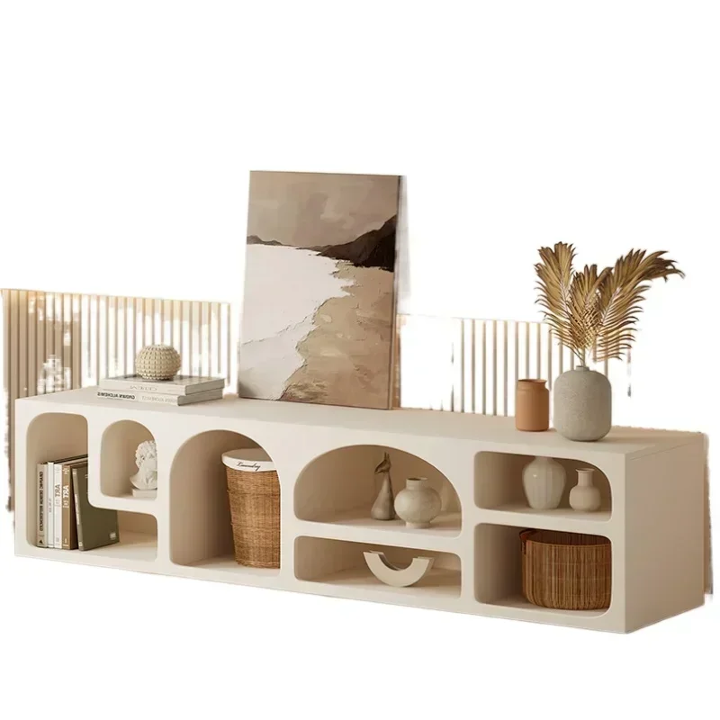 Small Apartment TV Cabinet Living Room Floor Cabinet Nordic Solid Wood Cave Storage Display Cabinet tv table