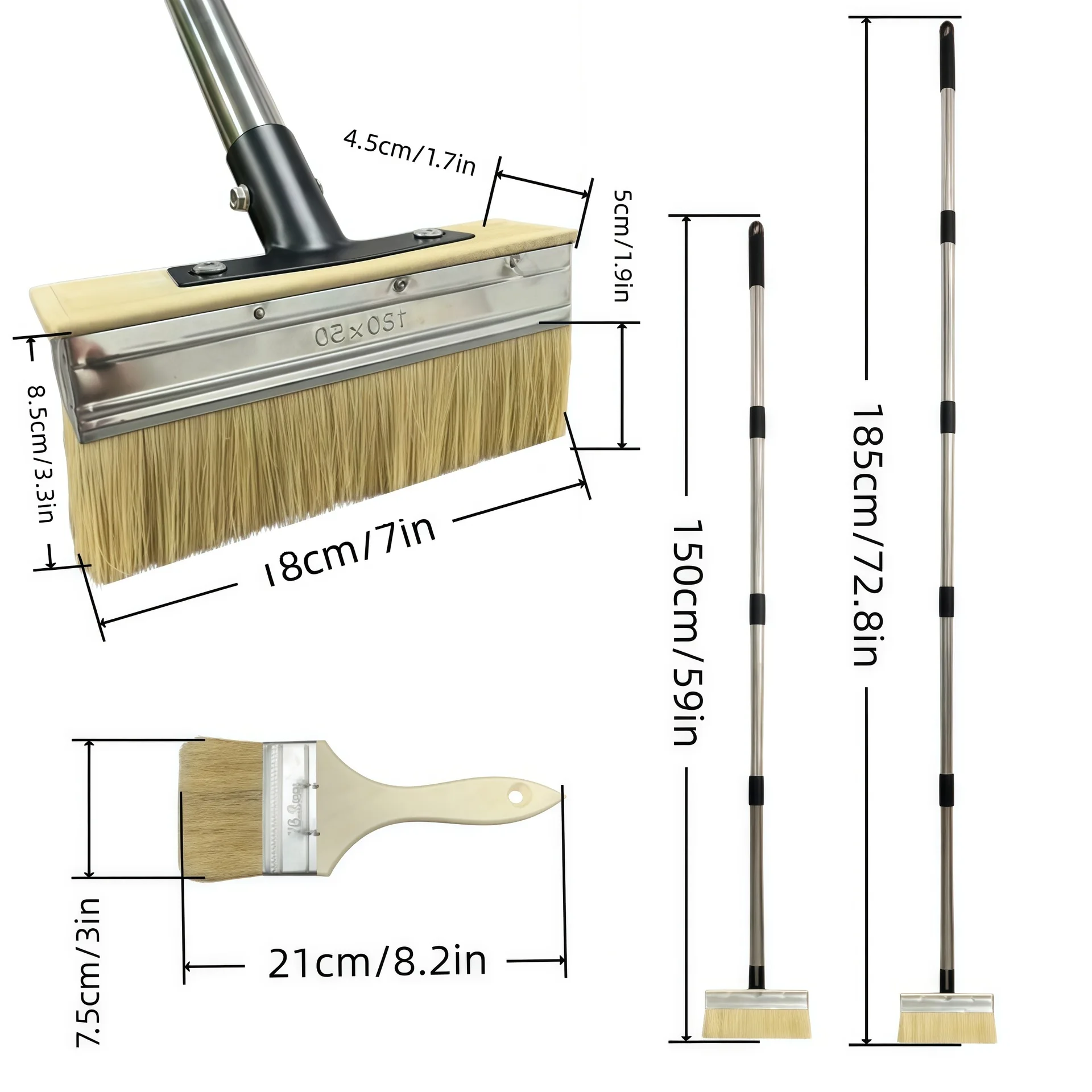 Paint Brush with Extension Handle, Outdoor Wood Fence Deck Coating Paint Applicator Brush